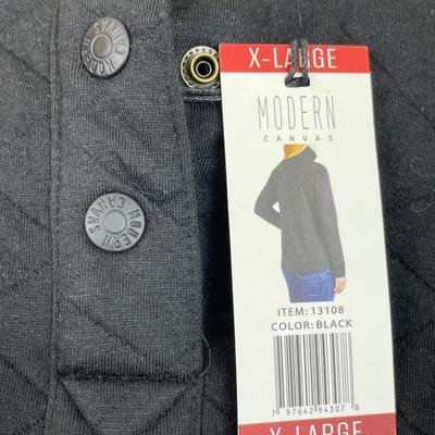 New Black Snap Collar Sweatshirt XL