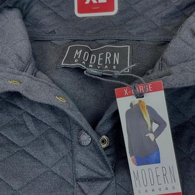 New Black Snap Collar Sweatshirt XL