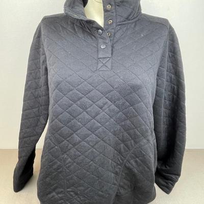 New Black Snap Collar Sweatshirt XL