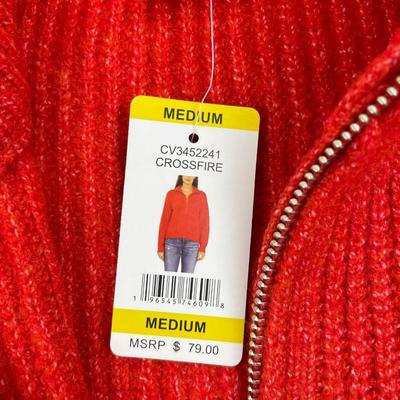 New Vince Camuto Orange Knit 1/4 Zip Sweater Medium