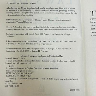 The 21 Irrefutable Laws of Leadership