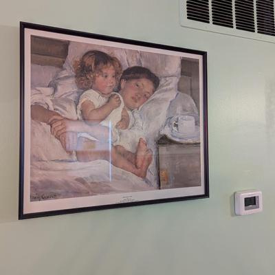 Framed & Matted Breakfast In Bed Print By Marry Cassatt