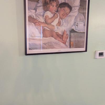 Framed & Matted Breakfast In Bed Print By Marry Cassatt