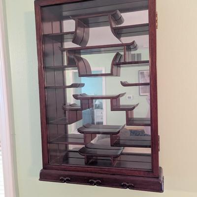 Chinese Rosewood Wall Mounted Curio Display Cabinet