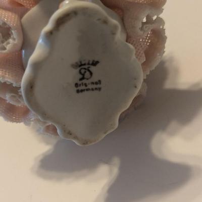 Vintage Dresden Germany Porcelain Mesh Lace Lady Figurine