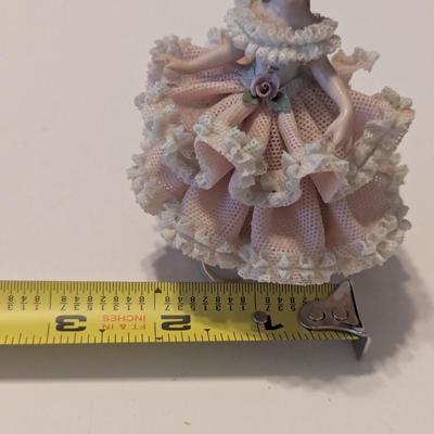 Vintage Dresden Germany Porcelain Mesh Lace Lady Figurine