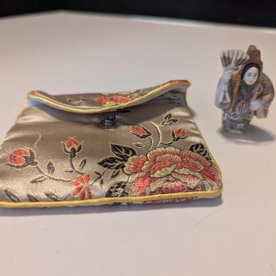 Stamped Asian Figure & Coin Purse