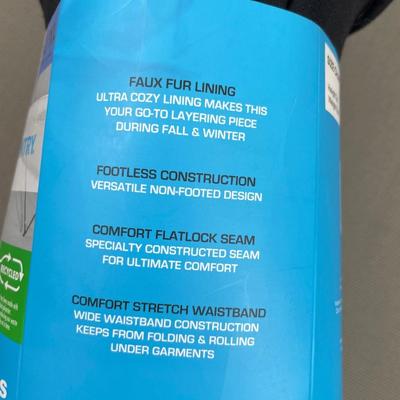 New 2 Pair Free Country Black Faux Fur Lined Tights L/XL