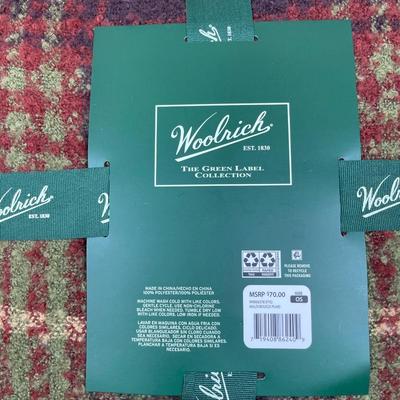 New Woolrich Blanket Wrap Olive/Rust Boucle Plaid