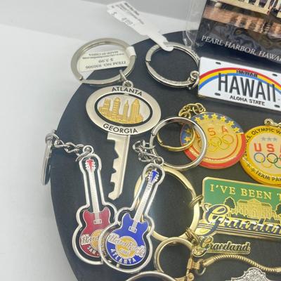 LOT 141J: HUGE Collection of Keychains from Various Locations: Hawaii, Oklahoma, Graceland and More! Most New With Tags!