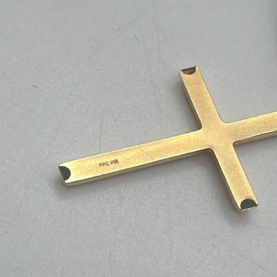 LOT 142J: 14K Yellow Gold Cross Pendant and Clasp on 18" Cord Necklace