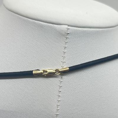 LOT 142J: 14K Yellow Gold Cross Pendant and Clasp on 18" Cord Necklace