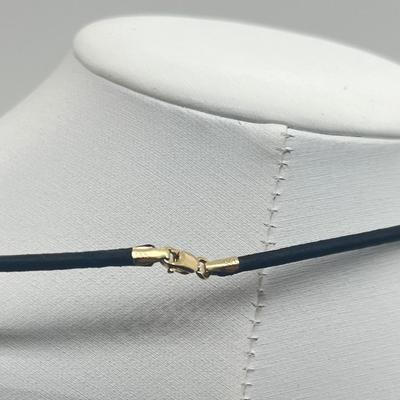 LOT 142J: 14K Yellow Gold Cross Pendant and Clasp on 18" Cord Necklace