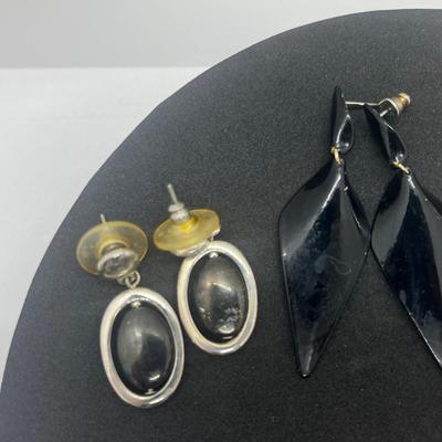 LOT 145J: Black and Gold Toned Pierced Earring Collection
