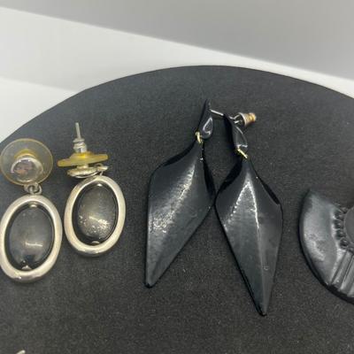 LOT 145J: Black and Gold Toned Pierced Earring Collection