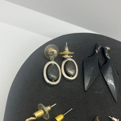 LOT 145J: Black and Gold Toned Pierced Earring Collection