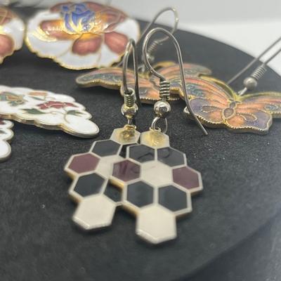 LOT 145J: Unique Collection of Enamel Pierced Earrings
