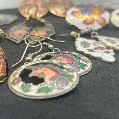 LOT 145J: Unique Collection of Enamel Pierced Earrings