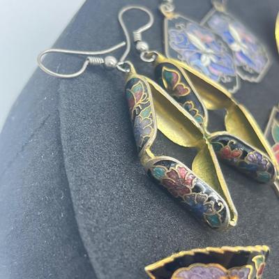 LOT 145J: Unique Collection of Enamel Pierced Earrings