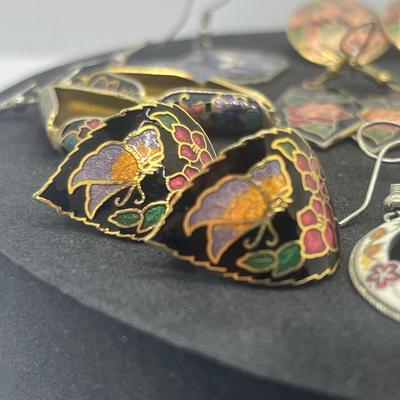 LOT 145J: Unique Collection of Enamel Pierced Earrings