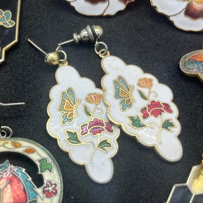 LOT 145J: Unique Collection of Enamel Pierced Earrings