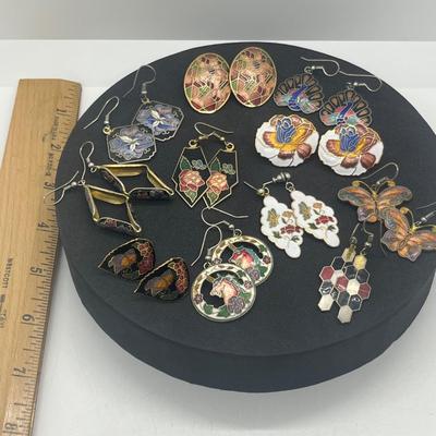 LOT 145J: Unique Collection of Enamel Pierced Earrings