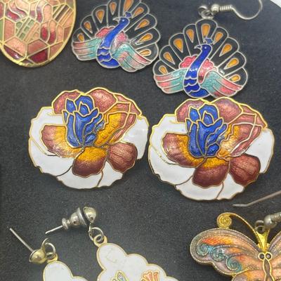 LOT 145J: Unique Collection of Enamel Pierced Earrings