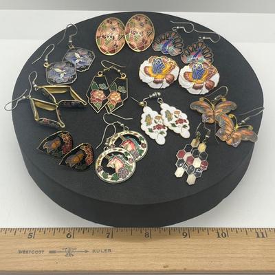 LOT 145J: Unique Collection of Enamel Pierced Earrings