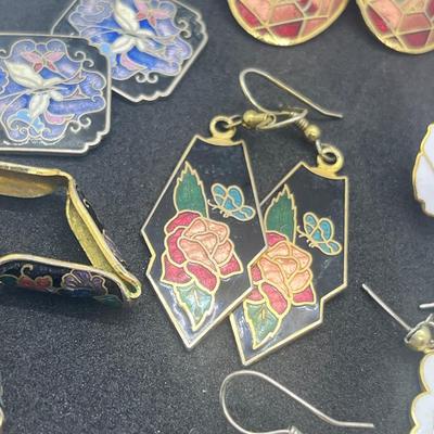 LOT 145J: Unique Collection of Enamel Pierced Earrings