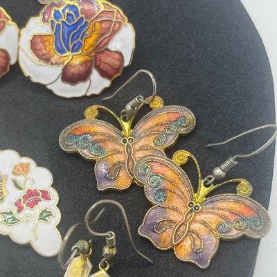LOT 145J: Unique Collection of Enamel Pierced Earrings
