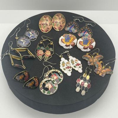 LOT 145J: Unique Collection of Enamel Pierced Earrings