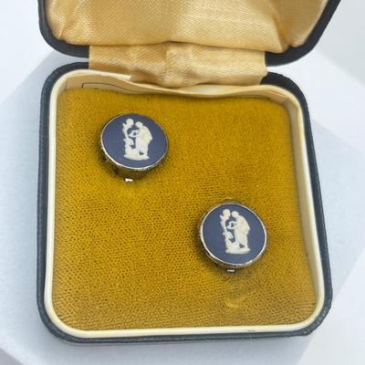 LOT 149J: "Wedgwood Blue" Neoclassical Jasperware Clip on Earrings