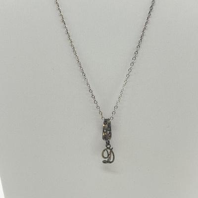 LOT 150J: Sterling Necklace with "D" Pendant and Two Pair Sterling Pierced Earrings - 7.4 GTW - 20" Chain