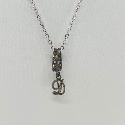 LOT 150J: Sterling Necklace with "D" Pendant and Two Pair Sterling Pierced Earrings - 7.4 GTW - 20" Chain