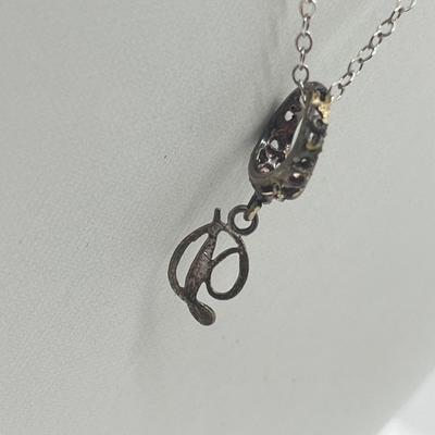 LOT 150J: Sterling Necklace with "D" Pendant and Two Pair Sterling Pierced Earrings - 7.4 GTW - 20" Chain