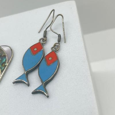 LOT 151J: Two Pairs of Mexican Sterling Silver Pierced Earrings