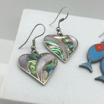 LOT 151J: Two Pairs of Mexican Sterling Silver Pierced Earrings