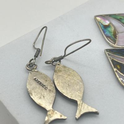 LOT 151J: Two Pairs of Mexican Sterling Silver Pierced Earrings