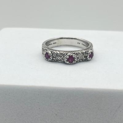 LOT 153J: Judith Ripka Sterling Silver and Cubic Zirconia Ring - Size 11 - 6.2 GTW