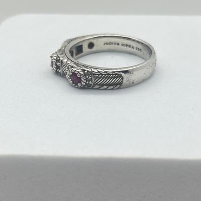 LOT 153J: Judith Ripka Sterling Silver and Cubic Zirconia Ring - Size 11 - 6.2 GTW