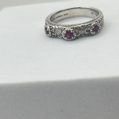 LOT 153J: Judith Ripka Sterling Silver and Cubic Zirconia Ring - Size 11 - 6.2 GTW