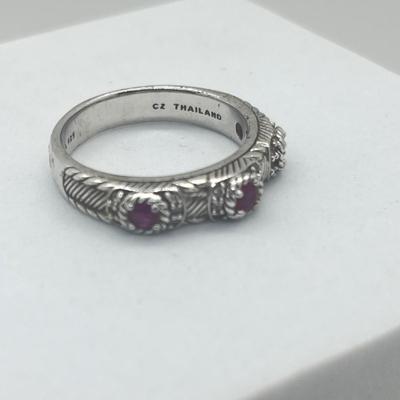 LOT 153J: Judith Ripka Sterling Silver and Cubic Zirconia Ring - Size 11 - 6.2 GTW