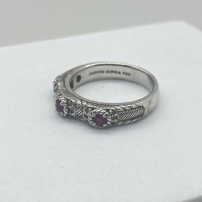 LOT 153J: Judith Ripka Sterling Silver and Cubic Zirconia Ring - Size 11 - 6.2 GTW