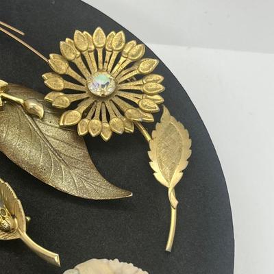 LOT 159J: 12K Gold Filled Rose Pin, Opal Leaf Pin, Wirework Pin and More!
