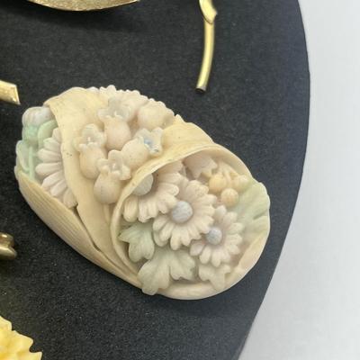 LOT 159J: 12K Gold Filled Rose Pin, Opal Leaf Pin, Wirework Pin and More!