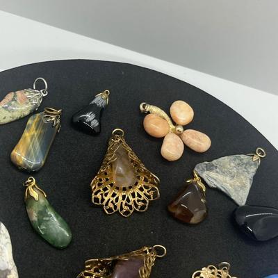 LOT 160J: Beautiful Stone Pendant Collection