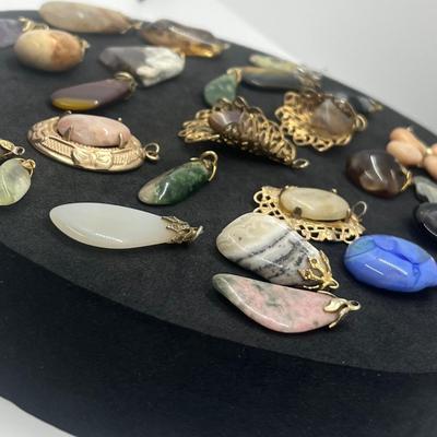 LOT 160J: Beautiful Stone Pendant Collection