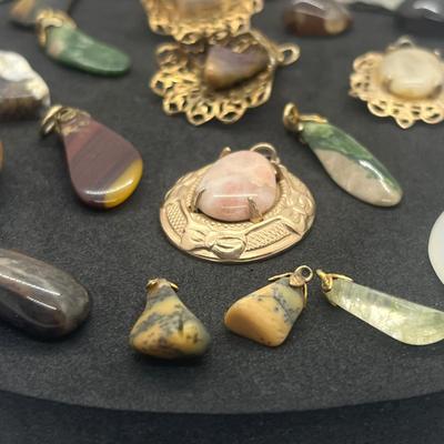 LOT 160J: Beautiful Stone Pendant Collection