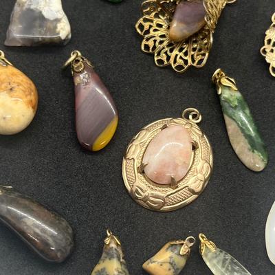 LOT 160J: Beautiful Stone Pendant Collection