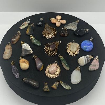 LOT 160J: Beautiful Stone Pendant Collection
